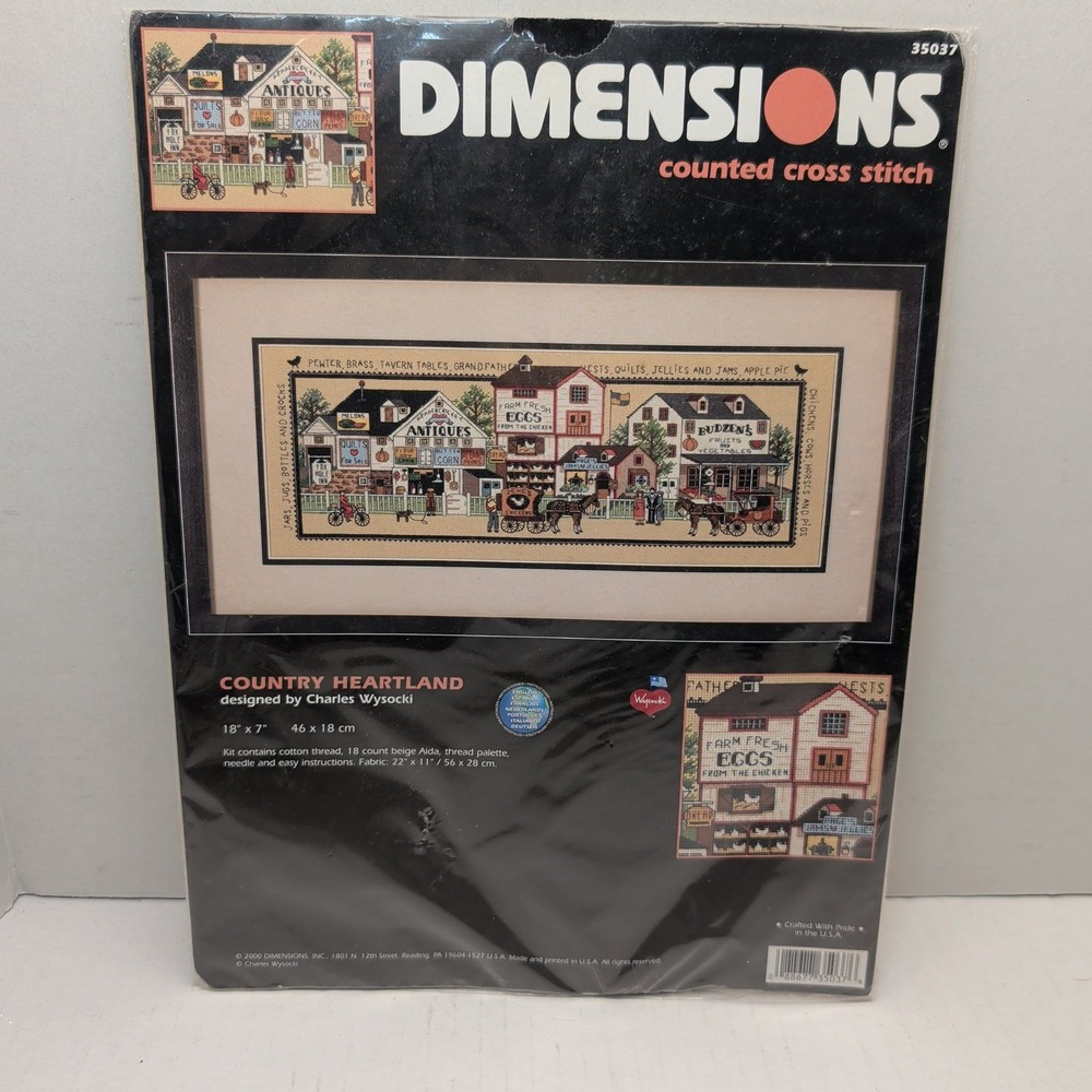 Dimensions 35037 Country Heartland Charles Wysocki Counted Cross Stitch Kit 18x7